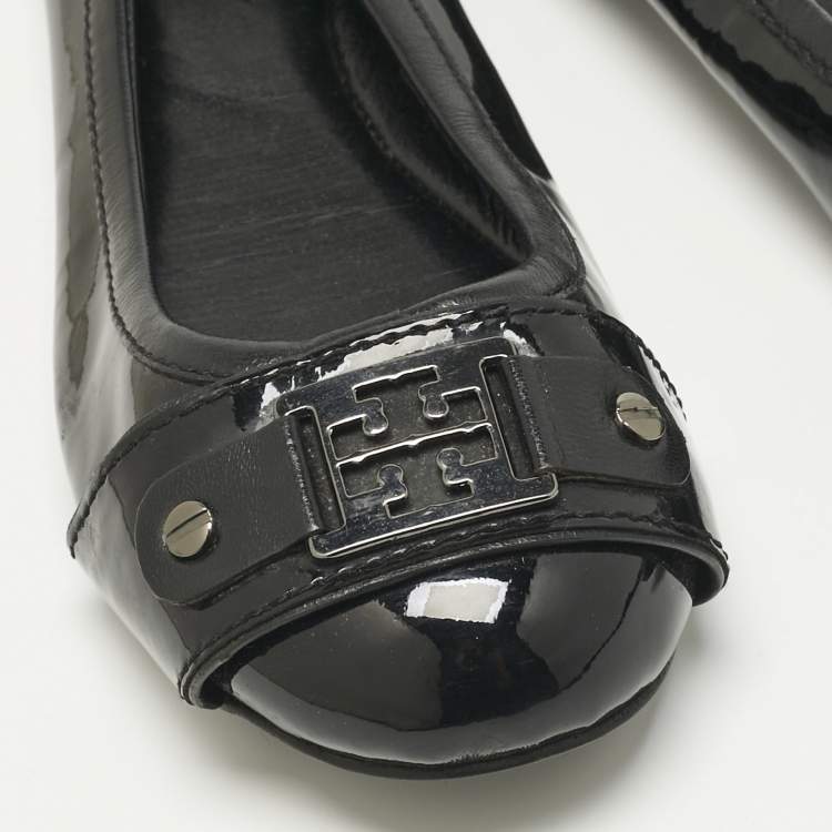 Pre Owned Tory Burch Black Patent Leather Ballet Flats Size 36