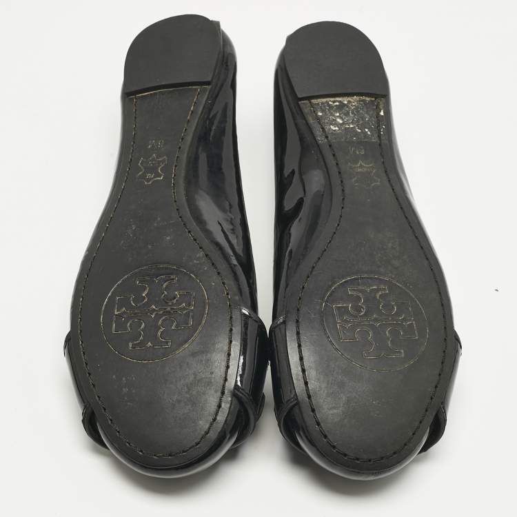 Pre Owned Tory Burch Black Patent Leather Ballet Flats Size 36