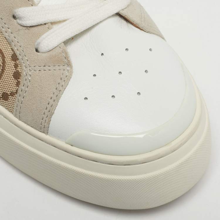 Pre Owned Tory Burch Multicolor Monogram Canvas and Leather Ladybug Sneakers Size 40.5