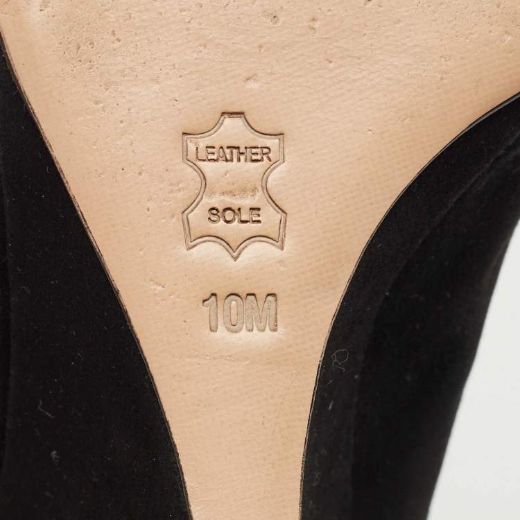 Pre Owned Tory Burch Black Suede Peep Toe Wedge Pumps Size 40