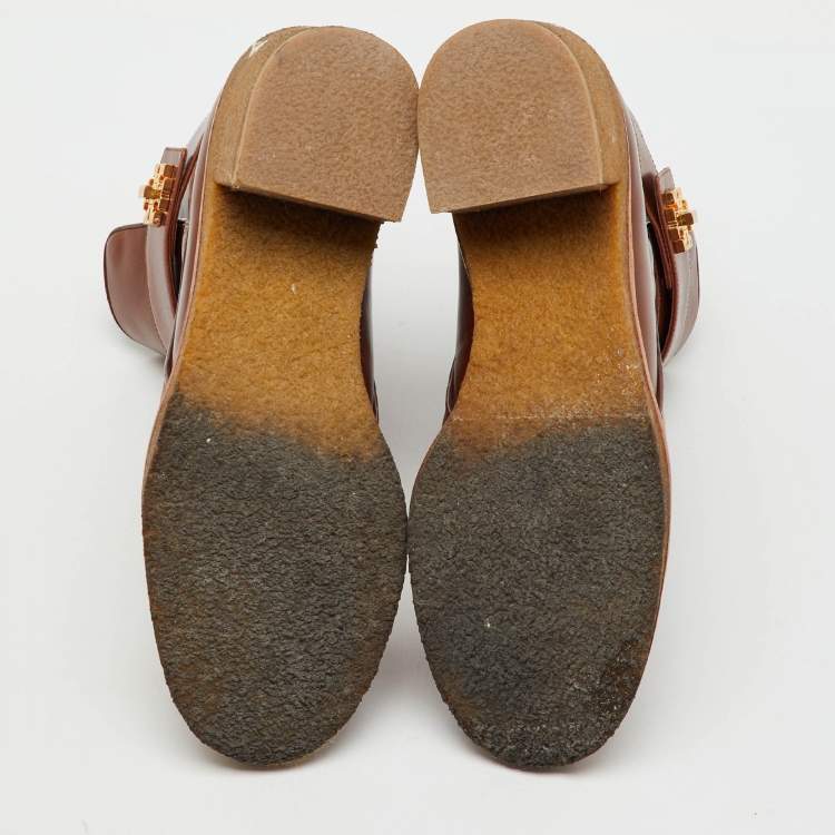 Pre Owned Tory Burch Brown Leather Kira Ankle Length Boots Size 38