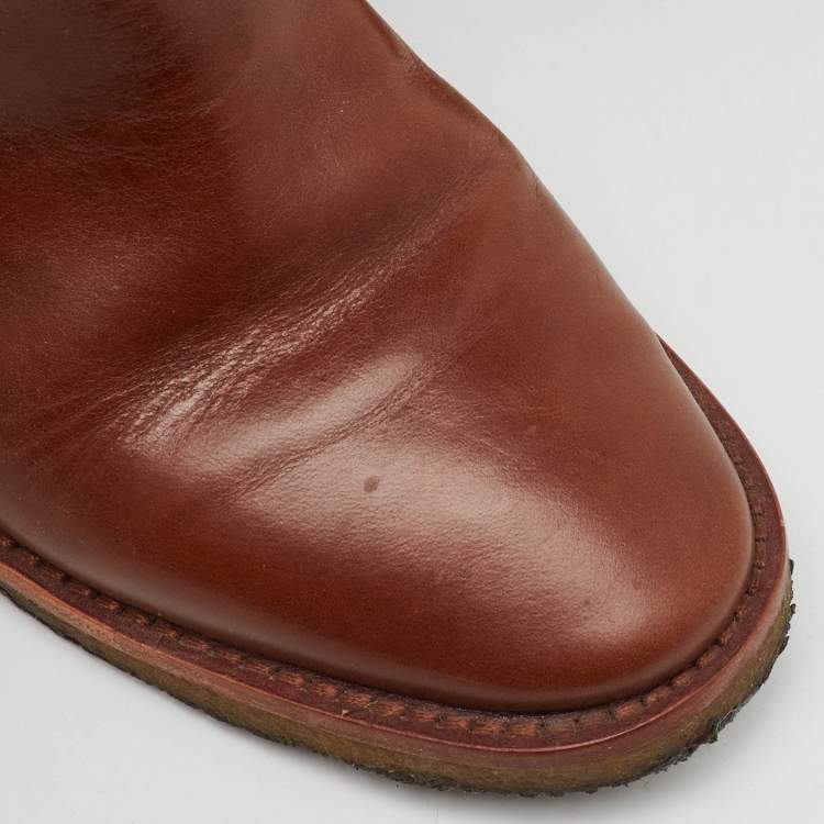 Pre Owned Tory Burch Brown Leather Kira Ankle Length Boots Size 38