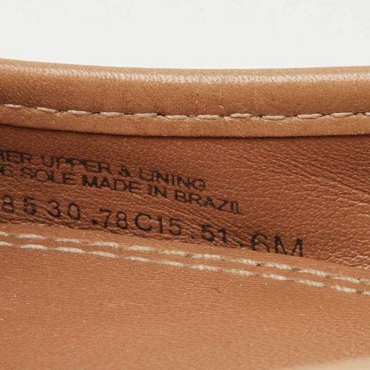 Pre Owned Tory Burch Silver/Brown Leather Louisa Ballet Flats Size 36