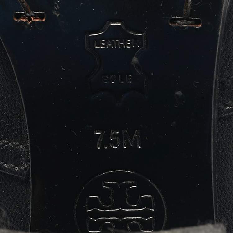 Pre Owned Tory Burch Black Leather Ankle Length Boots Size 37.5