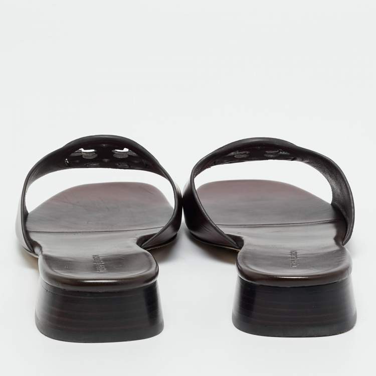 مملوكة مسبقًا Tory Burch Burgundy Leather Miller Flat Slide Size 39