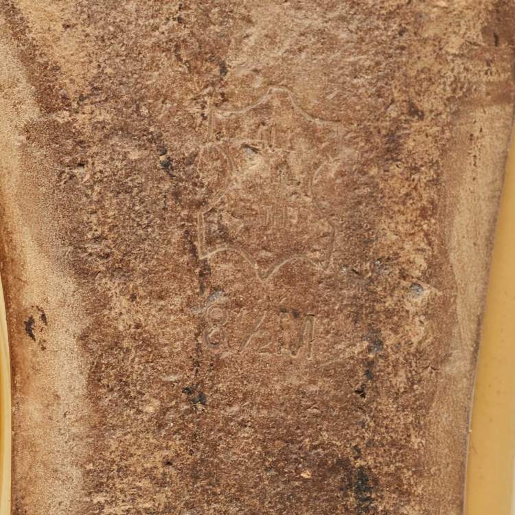 Pre Owned Tory Burch Beige Patent Leather Peep Toe Ballet Flats Size 38.5