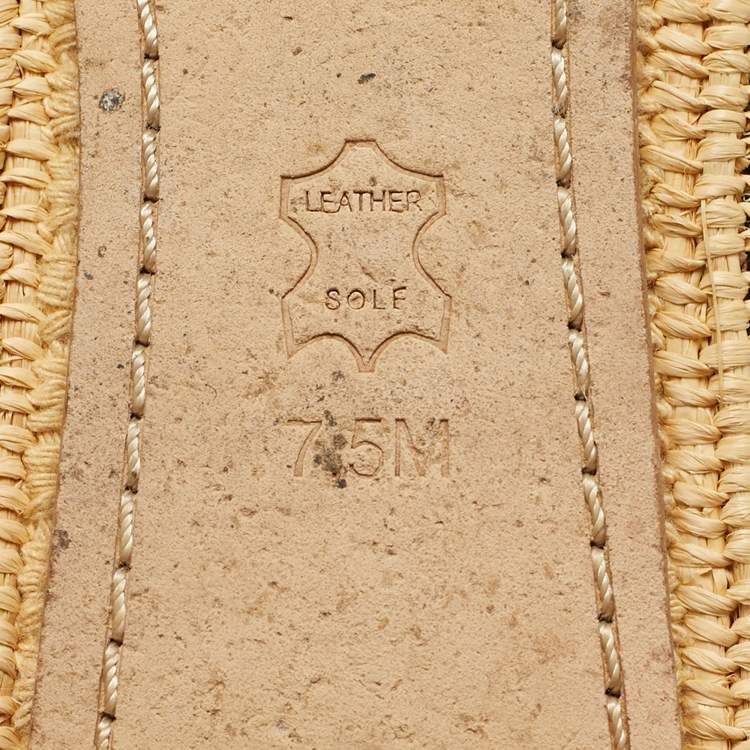 Pre Owned Tory Burch Navy Blue Leather Ines Espadrille Flats Size 37.5