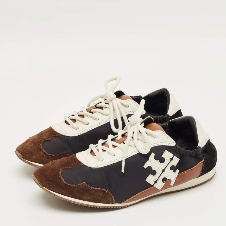 Pre Owned Tory Burch Multicolor Leather and Nylon Tory Sneakers Size 39.5