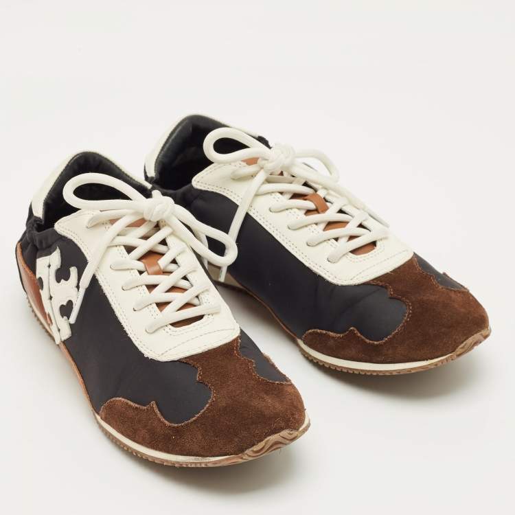 Pre Owned Tory Burch Multicolor Leather and Nylon Tory Sneakers Size 39.5