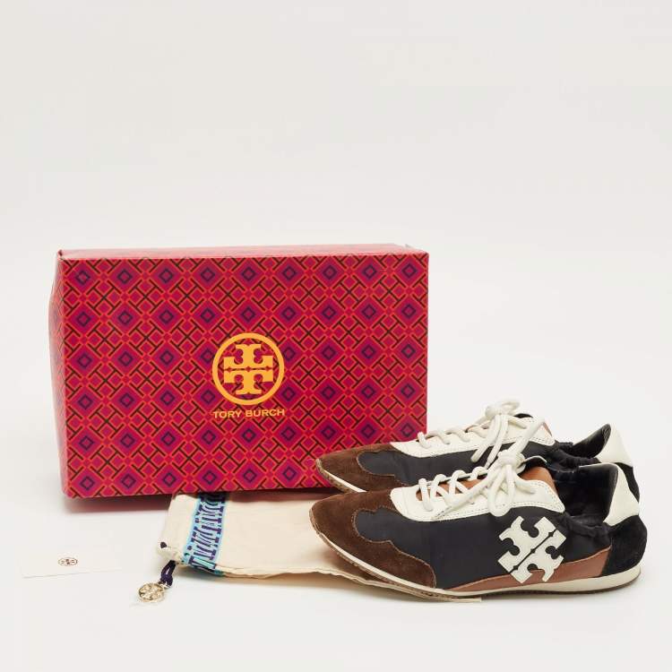 Pre Owned Tory Burch Multicolor Leather and Nylon Tory Sneakers Size 39.5