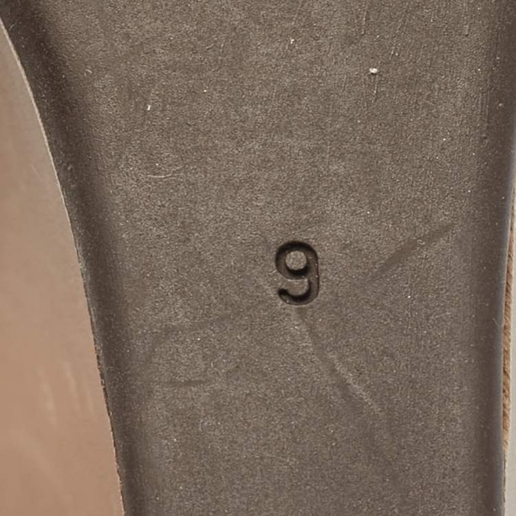 Pre Owned Tory Burch Grey Leather Sally Wedge Pumps Size 39