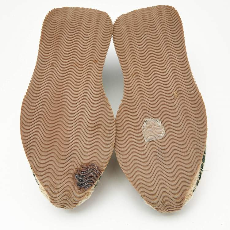 Pre Owned Tory Burch Multicolor Knit Fabric and Leather Espadrille Sneakers Flats Size 37