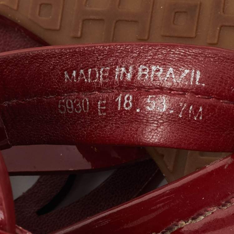 Pre Owned Tory Burch Dark Red Patent Leather Miller Thong Flats Size 37