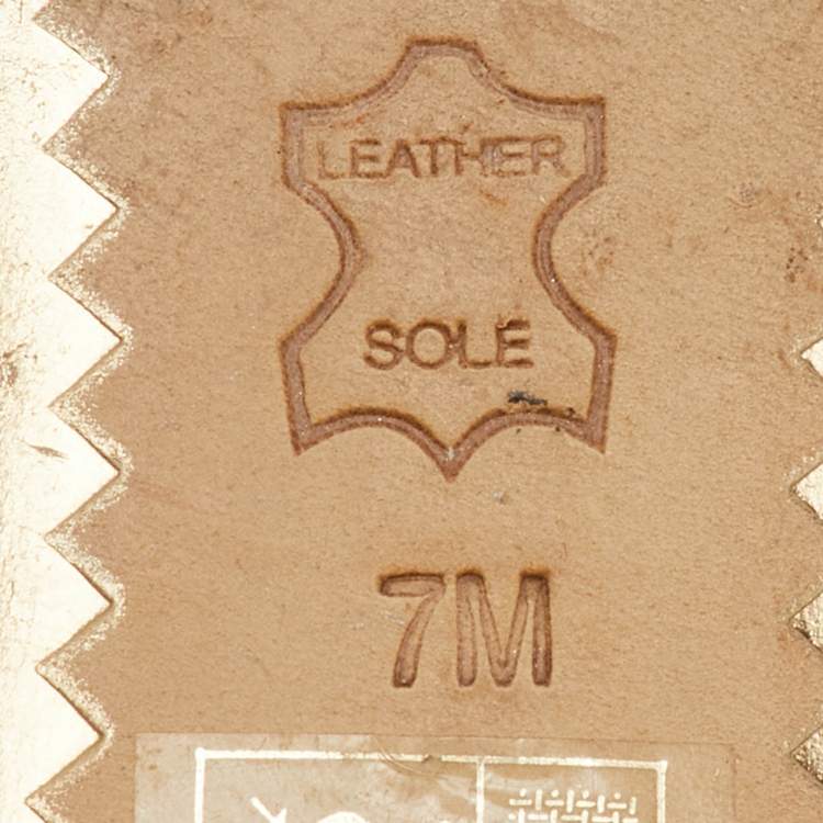 Pre Owned Tory Burch Black/Gold Brocade Fabric Flat Mules Size 37