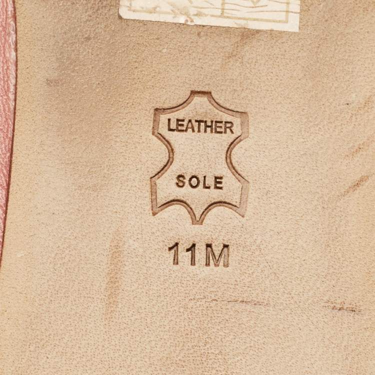 Pre Owned Tory Burch Pink Leather Charm Smoking Slippers Size 41