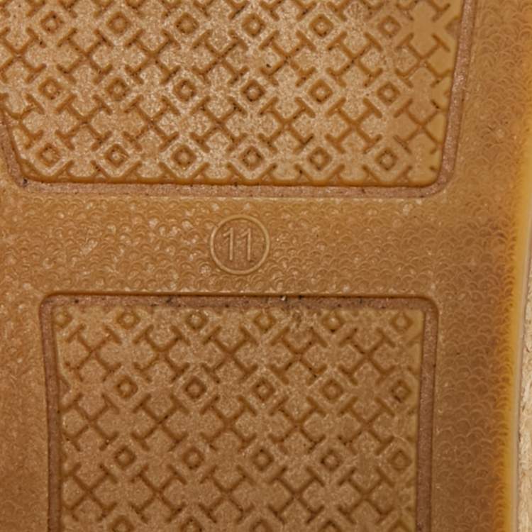 Pre Owned Tory Burch Black Canvas and Patent Leather Poppy Espadrille Flats Size 41