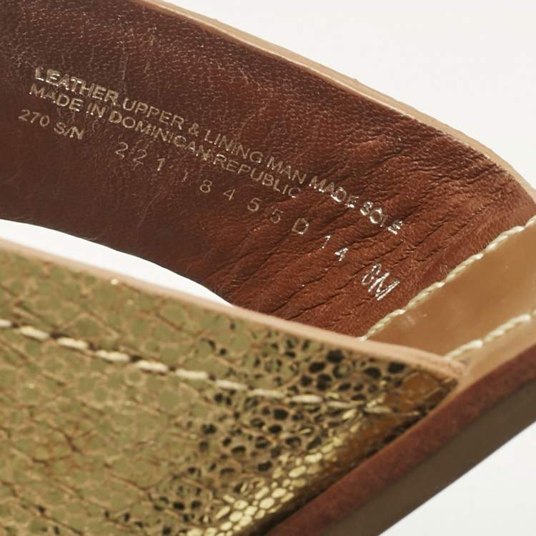 Pre Owned Tory Burch Gold Leather Louisa Thong Flat Sandals Size 38