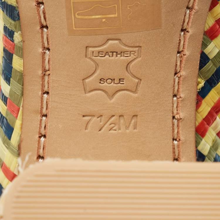 Pre Owned Tory Burch Fabienne Size 37.5 Multicolor Straw Booties