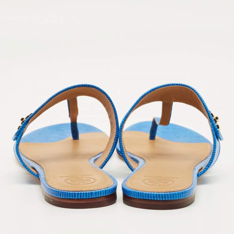 Pre Owned Tory Burch Miller Size 40 Blue Leather Thong Sandals