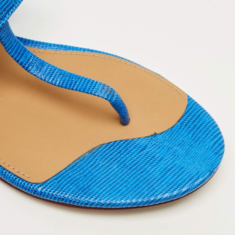 Pre Owned Tory Burch Miller Size 40 Blue Leather Thong Sandals