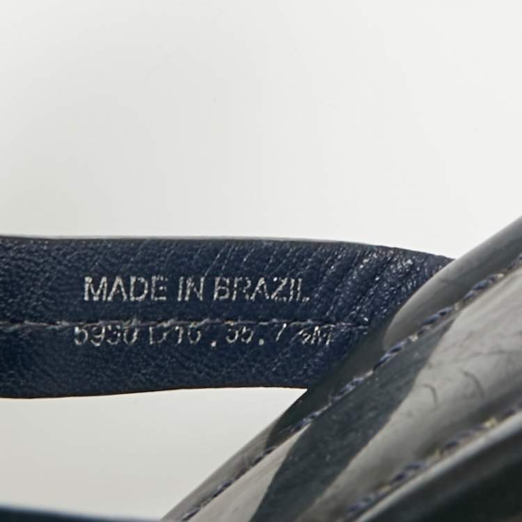 مملوكة مسبقًا Tory Burch Miller Size 37.5 Navy Blue Patent Leather Thong Sandals