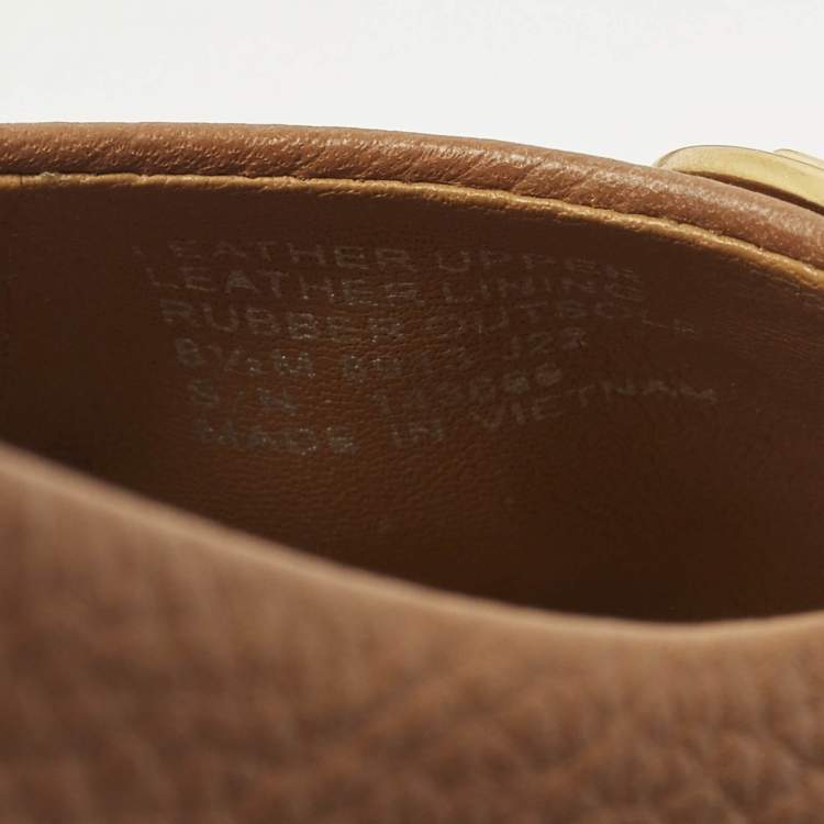 Pre Owned Tory Burch Chelsea Size 38.5 Brown Leather Ballet Flats