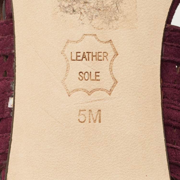 مملوكة مسبقًا Tory Burch Leyla Size 35 Burgundy Laser Cut Suede Ballet Flats