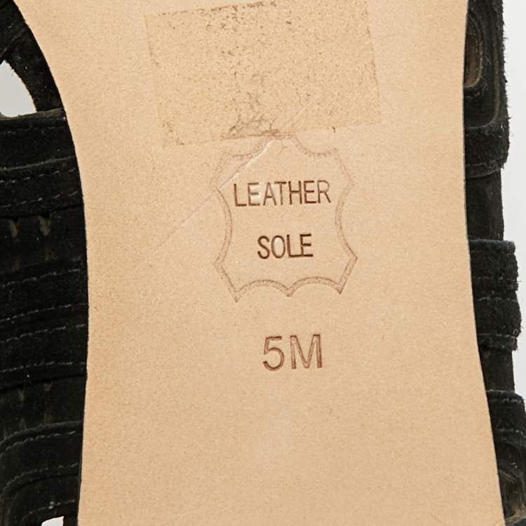 Pre Owned Tory Burch Leyla Size 35 Black Suede Laser Cut Pointed Toe Ballet Flats