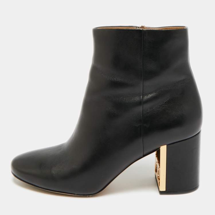 مملوكة مسبقًا Tory Burch Gigi Size 38.5 Black Leather Ankle Length Boots