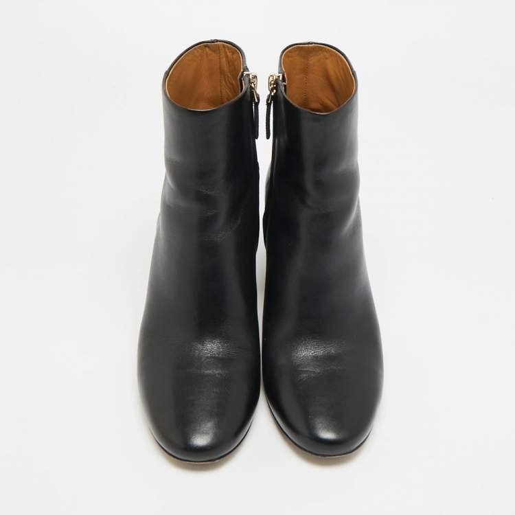 مملوكة مسبقًا Tory Burch Gigi Size 38.5 Black Leather Ankle Length Boots
