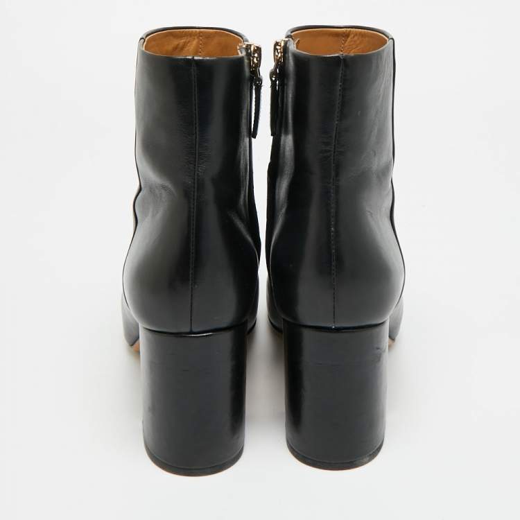مملوكة مسبقًا Tory Burch Gigi Size 38.5 Black Leather Ankle Length Boots