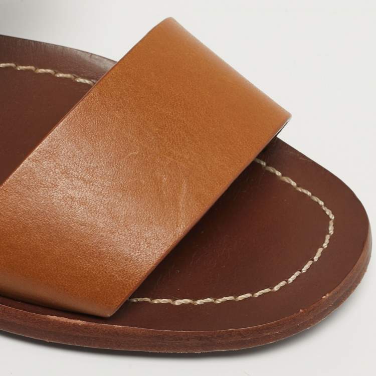 مملوكة مسبقًا Tory Burch Thames Buckle City Size 38 Brown Leather Slingback Sandals