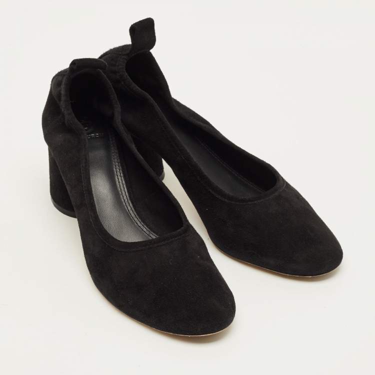 Pre Owned Tory Burch Size 40 Black Suede Block Heel Pumps