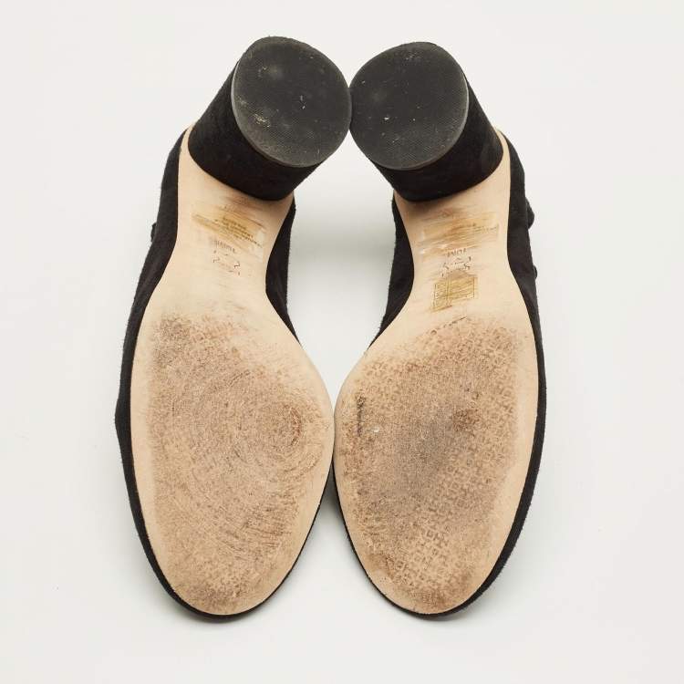 Pre Owned Tory Burch Size 40 Black Suede Block Heel Pumps