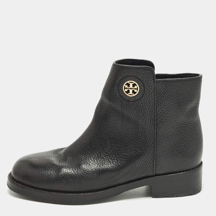 Pre Owned Tory Burch Junction Size 36.5 Black Leather Ankle Length Boots