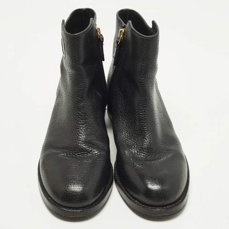 Pre Owned Tory Burch Junction Size 36.5 Black Leather Ankle Length Boots