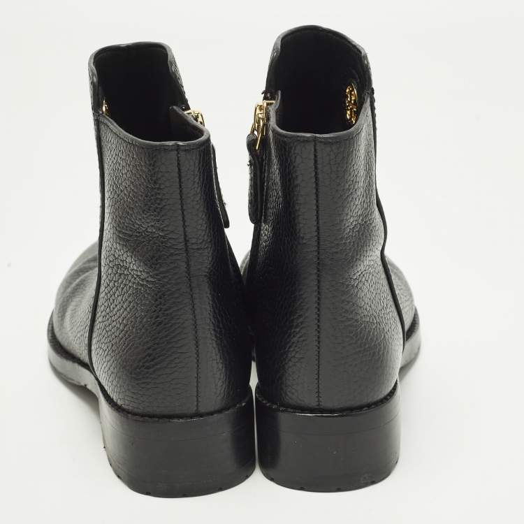Pre Owned Tory Burch Junction Size 36.5 Black Leather Ankle Length Boots