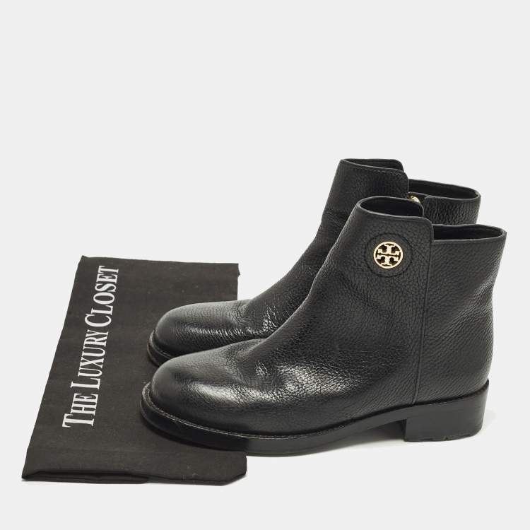 Pre Owned Tory Burch Junction Size 36.5 Black Leather Ankle Length Boots