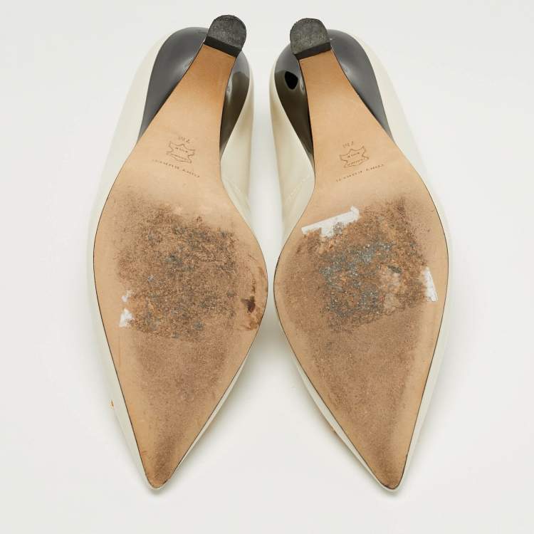 Pre Owned Tory Burch Eleanor Size 37 Cream Leather Pumps