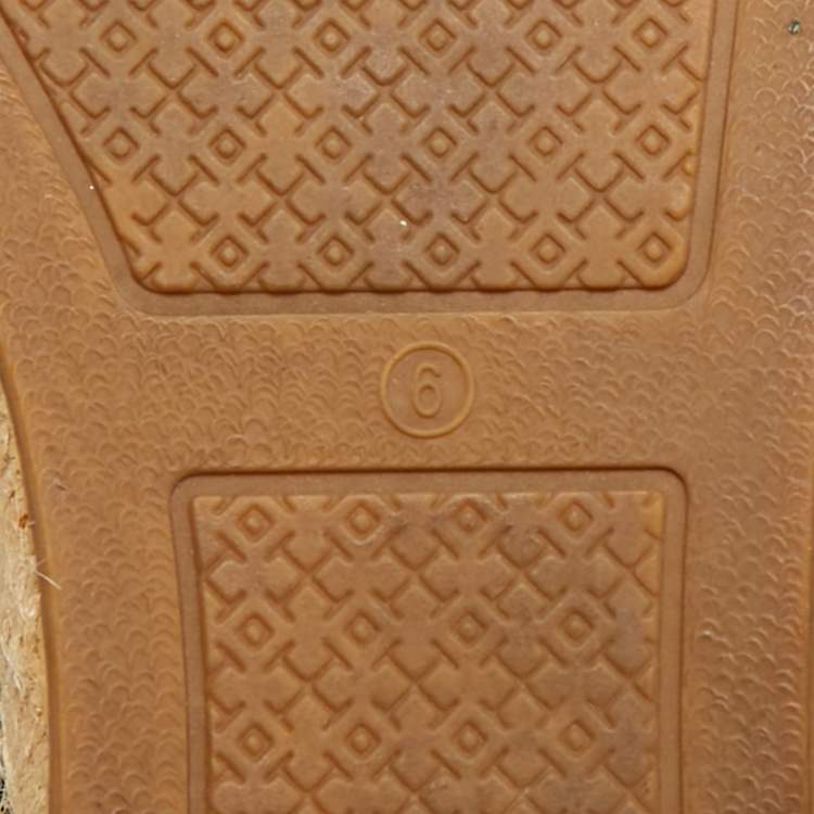 Pre Owned Tory Burch Ines Size 36 Black Canvas and Leather Espadrille Flats