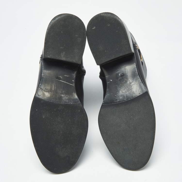 Pre Owned Tory Burch Miller Size 38 Black Leather Ankle Length Boots