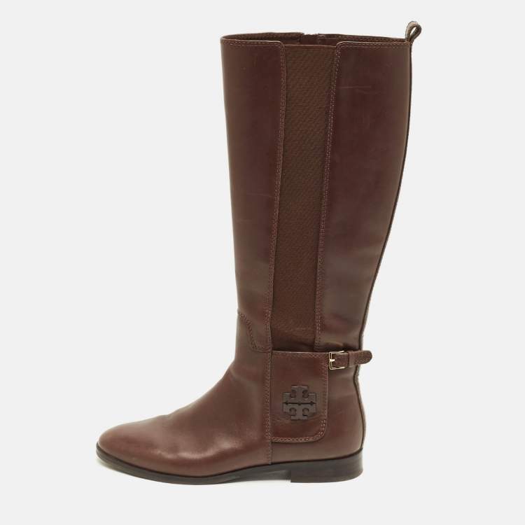 Pre Owned Tory Burch Riding Size 38 Brown Leather Knee Length Boots