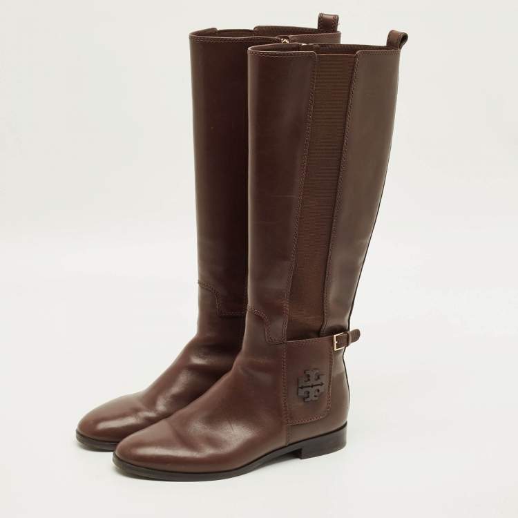 Pre Owned Tory Burch Riding Size 38 Brown Leather Knee Length Boots