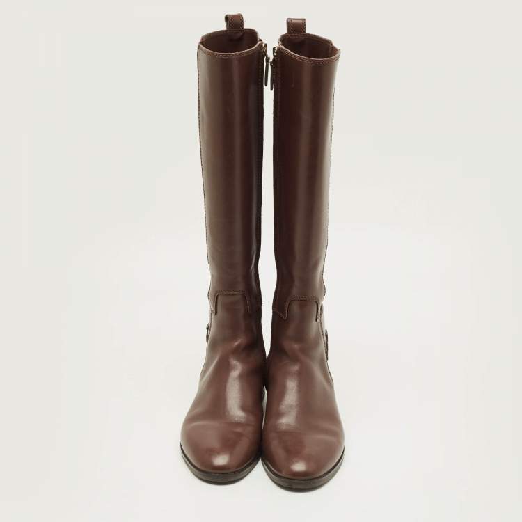 Pre Owned Tory Burch Riding Size 38 Brown Leather Knee Length Boots