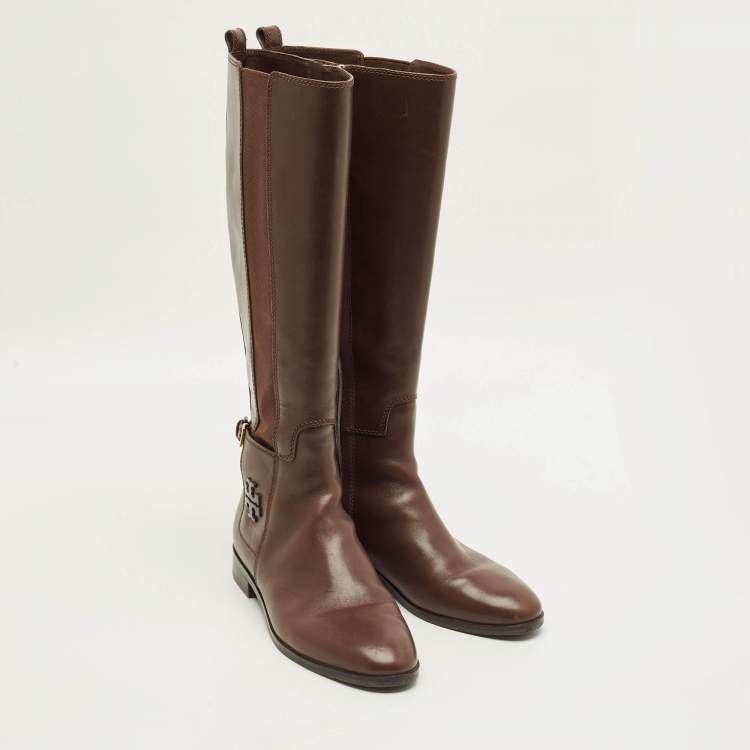 Pre Owned Tory Burch Riding Size 38 Brown Leather Knee Length Boots