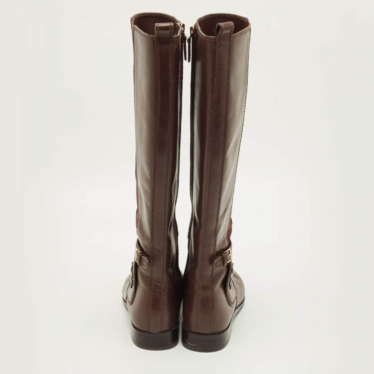 Pre Owned Tory Burch Riding Size 38 Brown Leather Knee Length Boots