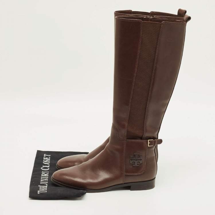 Pre Owned Tory Burch Riding Size 38 Brown Leather Knee Length Boots