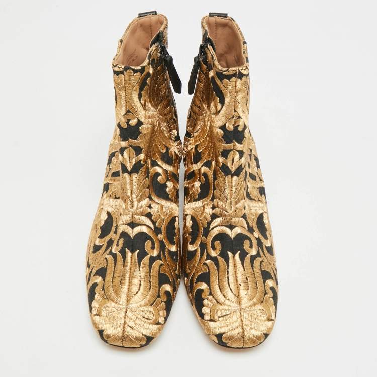 Pre Owned Tory Burch Gigi Size 36 Brown Brocade Fabric Ankle Length Boots