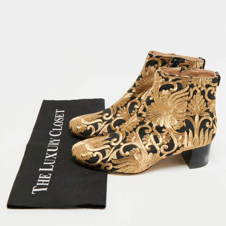 Pre Owned Tory Burch Gigi Size 36 Brown Brocade Fabric Ankle Length Boots