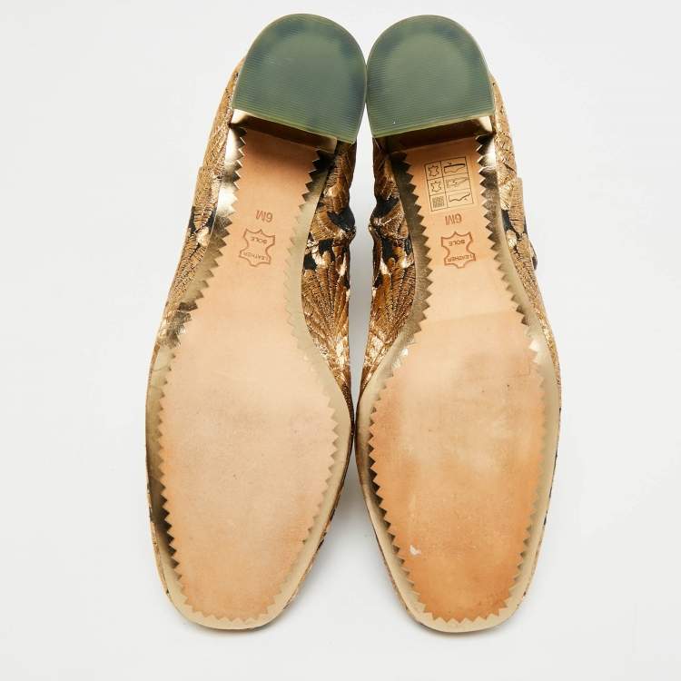 Pre Owned Tory Burch Gigi Size 36 Brown Brocade Fabric Ankle Length Boots